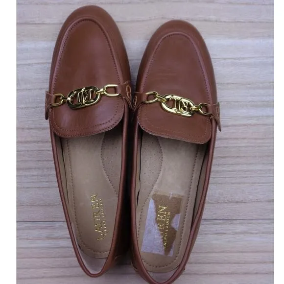 Lauren Ralph Lauren Averi Flat Leather Slip On Loafers Shoes Womens Size 7.5‎