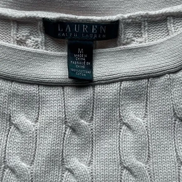 Lauren Ralph Lauren Cotton Cable Top pullover sweater classic medium ivory white