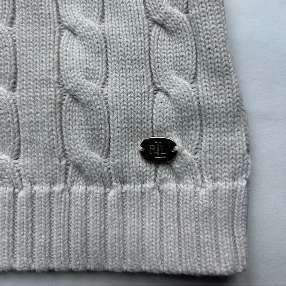 Lauren Ralph Lauren Cotton Cable Top pullover sweater classic medium ivory white