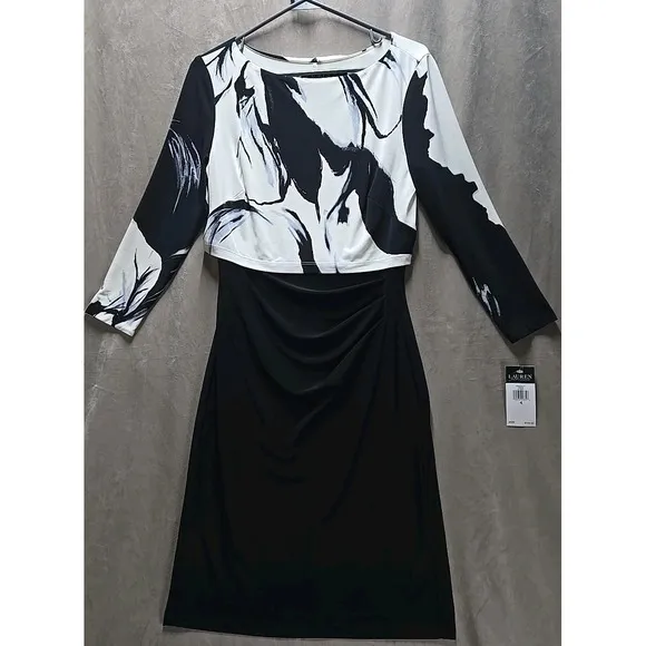 Lauren Ralph Lauren size 4 black and white dress NWT