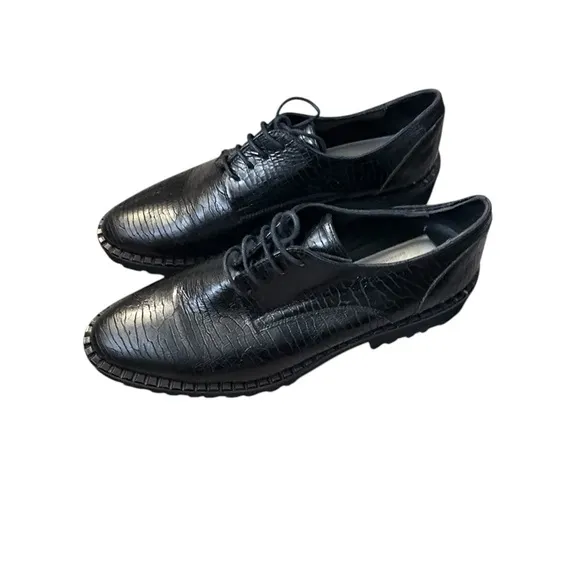 Le Botteghe Di Cappelletti Mario Leather Lace Up Oxford Shoes Black Sz 39