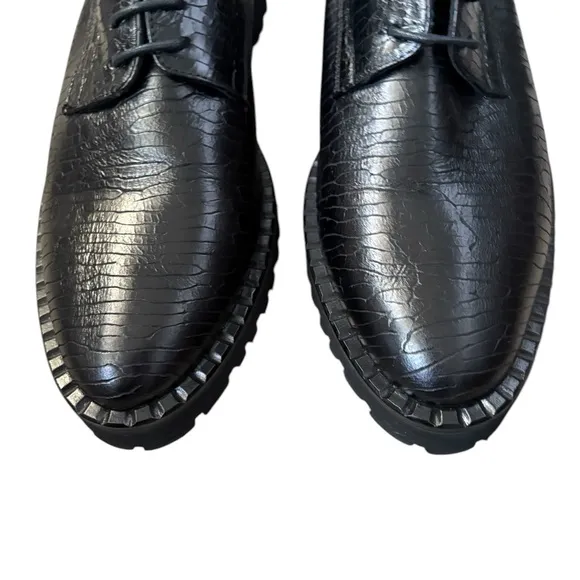 Le Botteghe Di Cappelletti Mario Leather Lace Up Oxford Shoes Black Sz 39