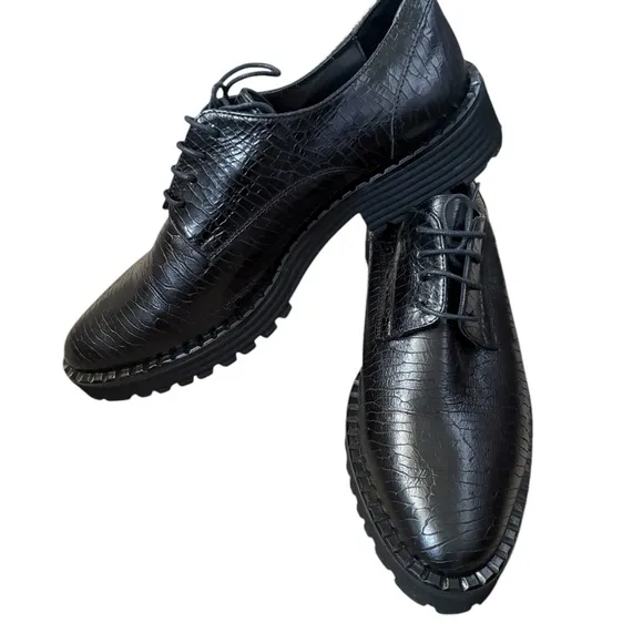 Le Botteghe Di Cappelletti Mario Leather Lace Up Oxford Shoes Black Sz 39