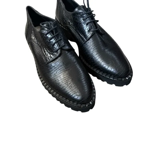 Le Botteghe Di Cappelletti Mario Leather Lace Up Oxford Shoes Black Sz 39