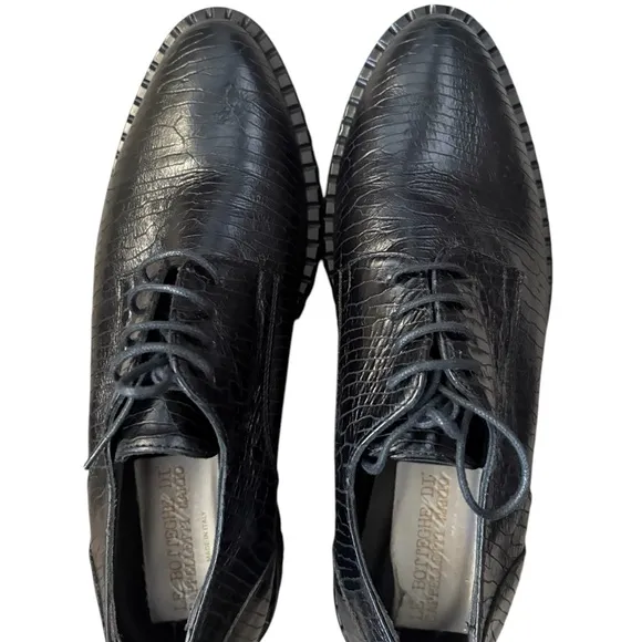 Le Botteghe Di Cappelletti Mario Leather Lace Up Oxford Shoes Black Sz 39