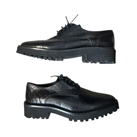 Le Botteghe Di Cappelletti Mario Leather Lace Up Oxford Shoes Black Sz 39