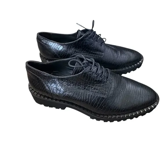 Le Botteghe Di Cappelletti Mario Leather Lace Up Oxford Shoes Black Sz 39