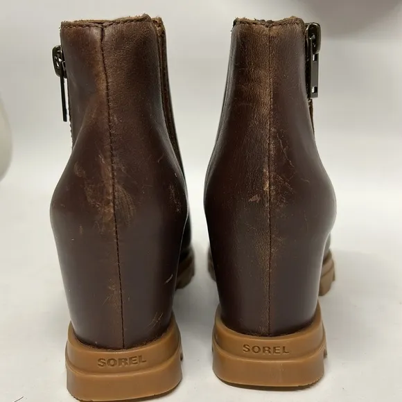 Leather Ankle Boots SORELJoan Of Arctic Waterproof Wedge III Booties size 7