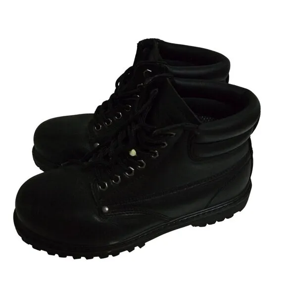 Lehigh Black Leather Unisex Steel Toe Work Boots Size 9.5/11.5