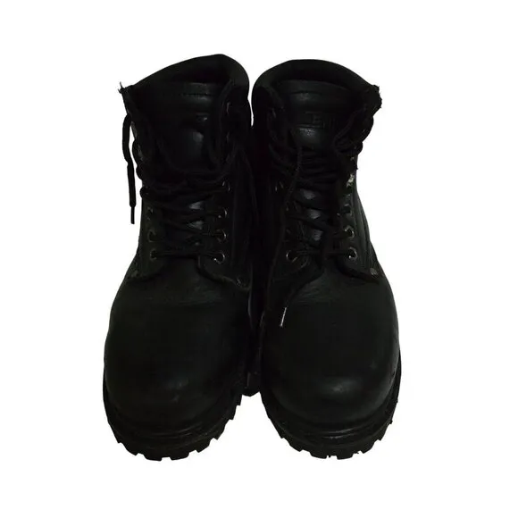 Lehigh Black Leather Unisex Steel Toe Work Boots Size 9.5/11.5