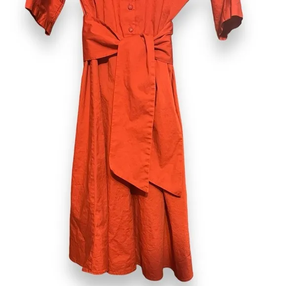 Lela Rose for HSN Belted Half Button Down Cotton Dress Size 6 Elbow Sleeves