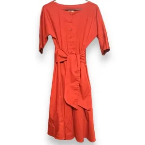 Lela Rose for HSN Belted Half Button Down Cotton Dress Size 6 Elbow Sleeves