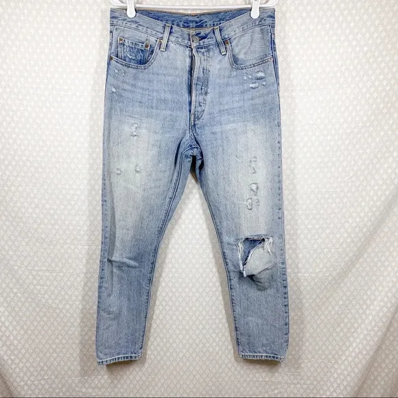 Levi’s 501 Light Wash Distressed High Rise Skater Jeans