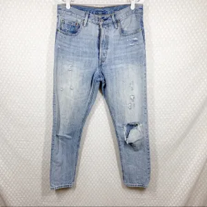 Levi’s 501 Light Wash Distressed High Rise Skater Jeans