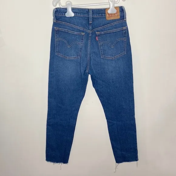 Levi’s 501 skinny dark wash cropped jeans with fringe hem size 25