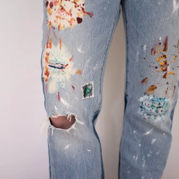 Levi’s 501 Women’s Jeans | Distressed Raw Hem | Upcycled One-of-a-Kind