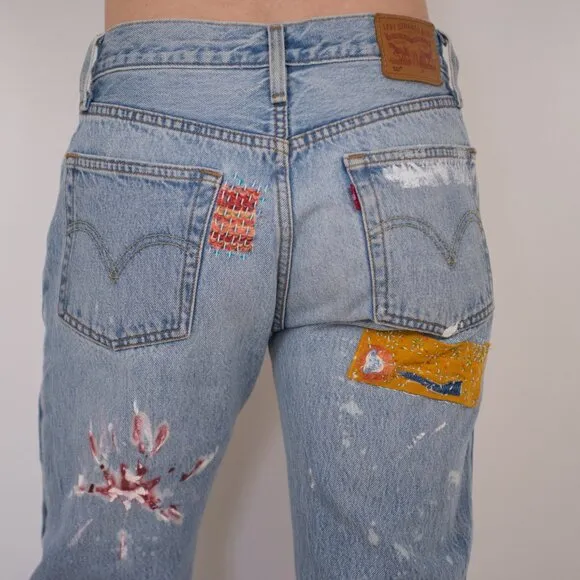 Levi’s 501 Women’s Jeans | Distressed Raw Hem | Upcycled One-of-a-Kind