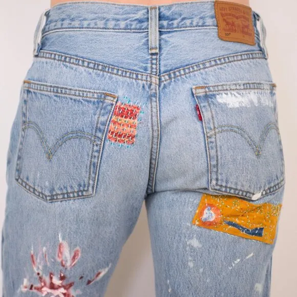 Levi’s 501 Women’s Jeans | Distressed Raw Hem | Upcycled One-of-a-Kind