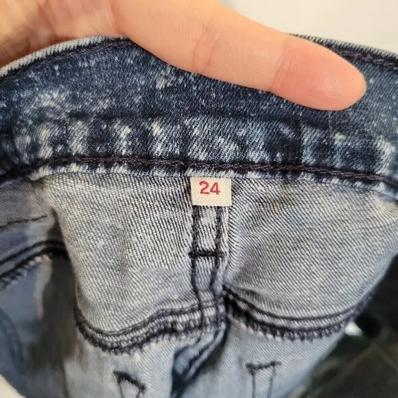 Levi's Blue Distressed White Speckled Denim Jean Short Shorts Size 24