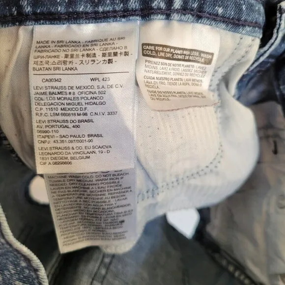 Levi's Blue Distressed White Speckled Denim Jean Short Shorts Size 24