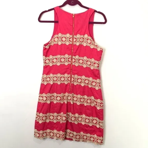 Lilly Pulitzer Augusta Shift Boat Wheel Anchor Jacquard Lipstick Pink Women’s 8