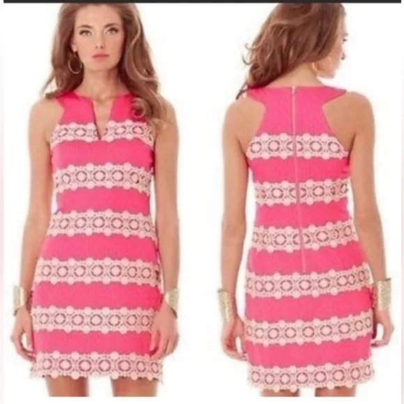 Lilly Pulitzer Augusta Shift Boat Wheel Anchor Jacquard Lipstick Pink Women’s 8