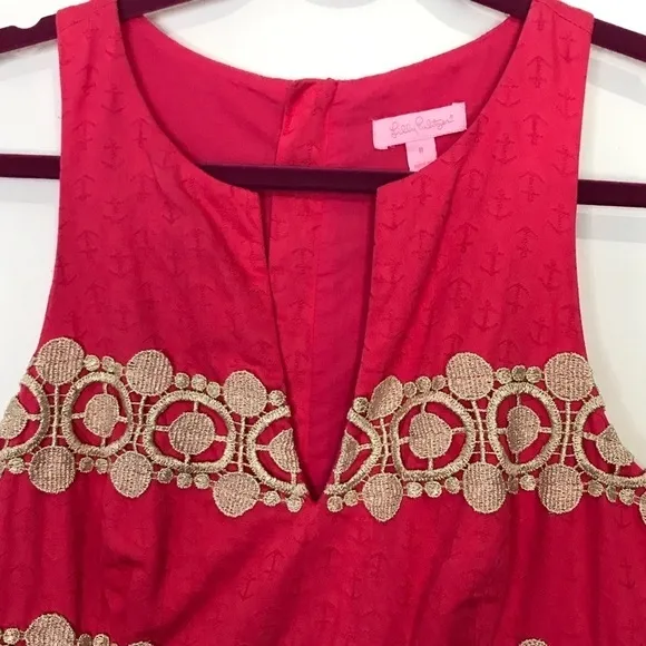 Lilly Pulitzer Augusta Shift Boat Wheel Anchor Jacquard Lipstick Pink Women’s 8