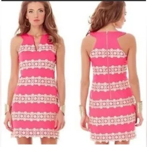 Lilly Pulitzer Augusta Shift Boat Wheel Anchor Jacquard Lipstick Pink Women’s 8