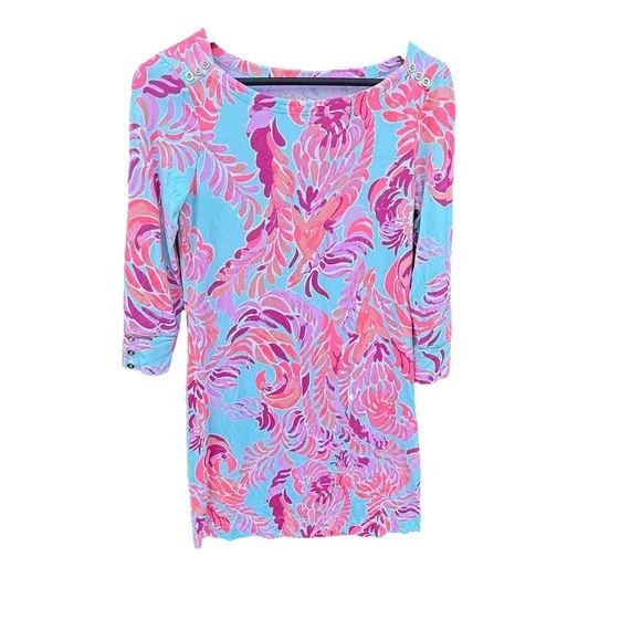 Lilly Pulitzer Size Small UPF 50  Sophie dress Pink Gold Button