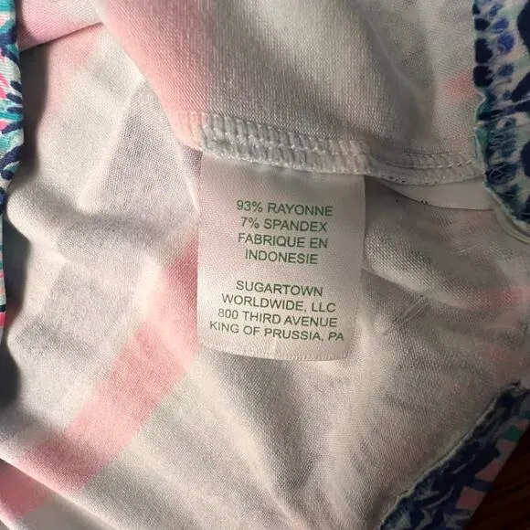 Lilly Pulitzer Sophie Shift Dress Sandy Shells 3/4 Sleeve Multi-Color Striped XS