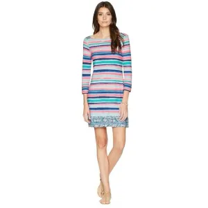 Lilly Pulitzer Sophie Shift Dress Sandy Shells 3/4 Sleeve Multi-Color Striped XS
