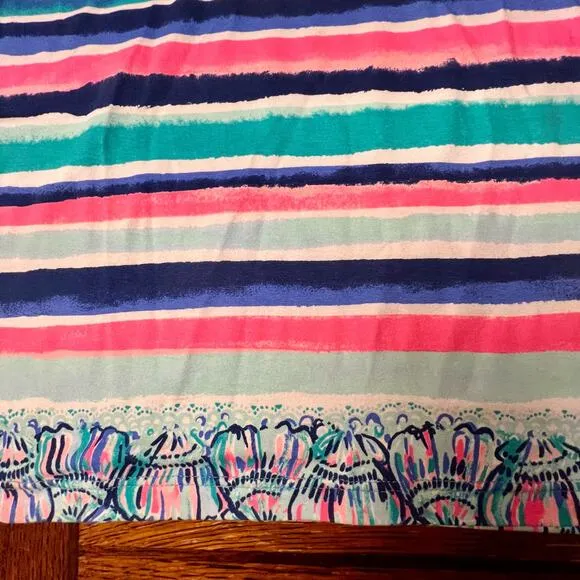 Lilly Pulitzer Sophie Shift Dress Sandy Shells 3/4 Sleeve Multi-Color Striped XS