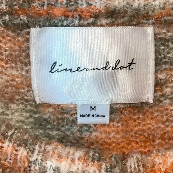 LINE AND DOT REVOLVE Orange Green Marled 1/4 Zip Pullover Sweater Medium