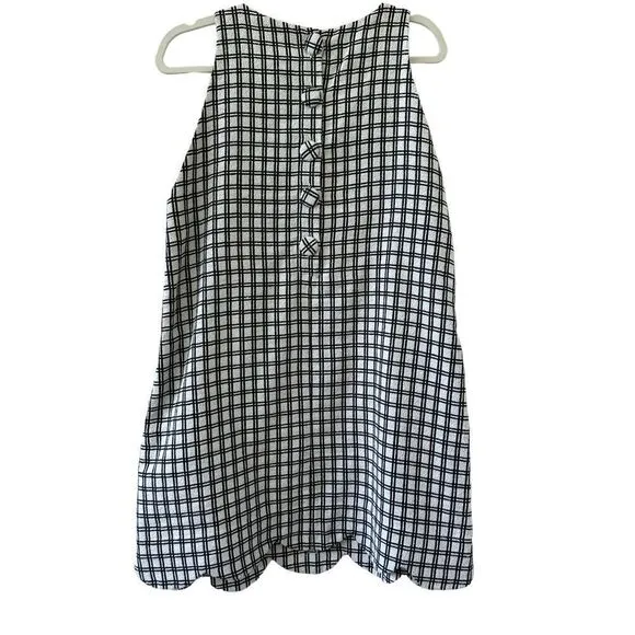 Lisa Marie Fernandez Check Boucle Cotton Scallop Shift Mini Dress Women’s Size M