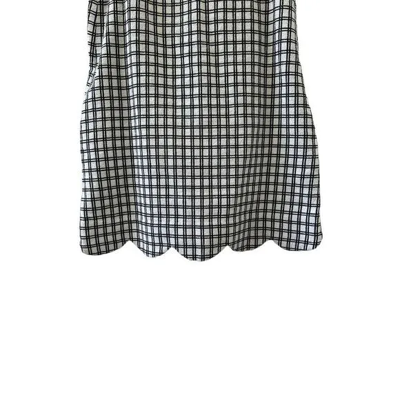 Lisa Marie Fernandez Check Boucle Cotton Scallop Shift Mini Dress Women’s Size M