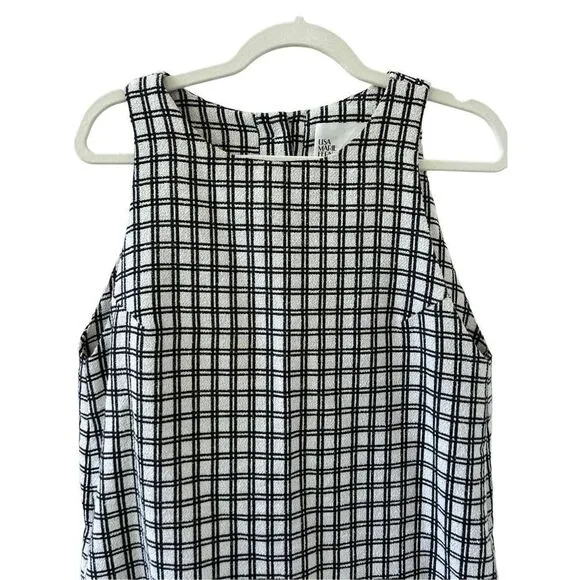 Lisa Marie Fernandez Check Boucle Cotton Scallop Shift Mini Dress Women’s Size M