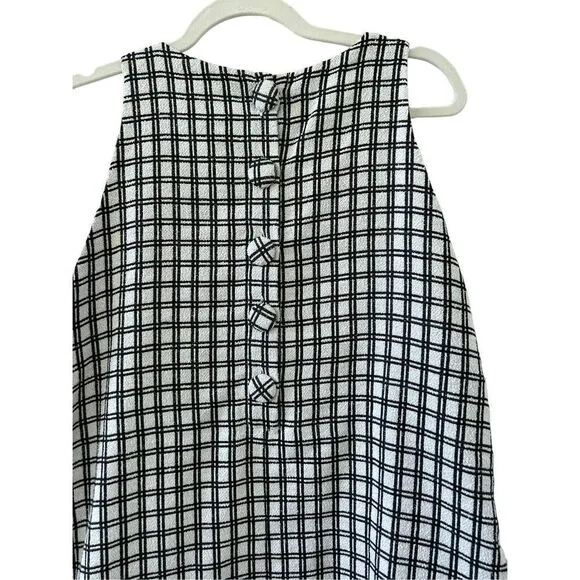 Lisa Marie Fernandez Check Boucle Cotton Scallop Shift Mini Dress Women’s Size M