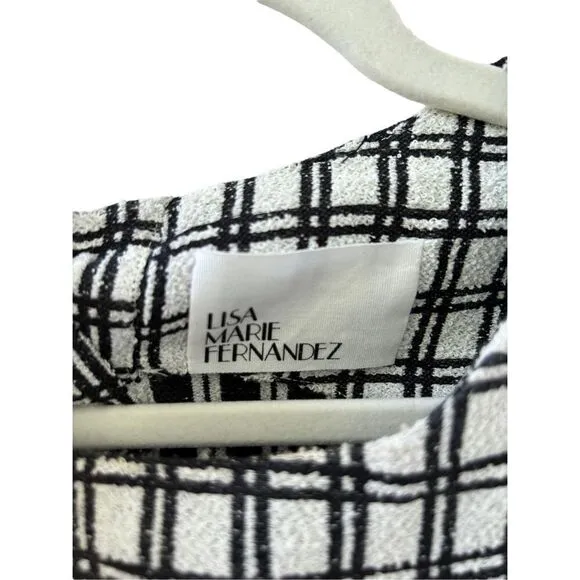 Lisa Marie Fernandez Check Boucle Cotton Scallop Shift Mini Dress Women’s Size M