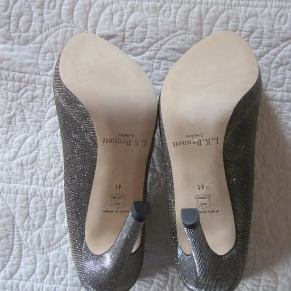 L.K. Bennett Heels 41 US 10 Metallic Silver/Gold