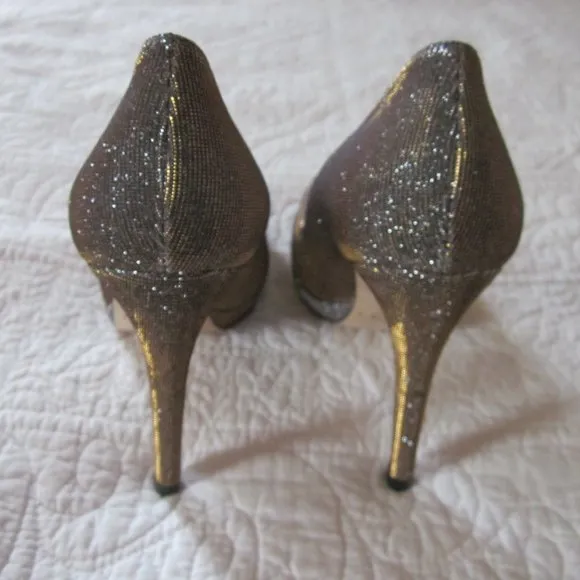 L.K. Bennett Heels 41 US 10 Metallic Silver/Gold