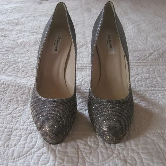 L.K. Bennett Heels 41 US 10 Metallic Silver/Gold
