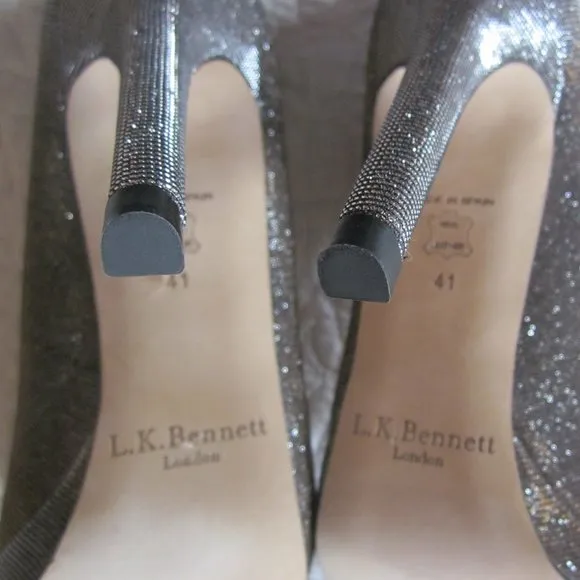 L.K. Bennett Heels 41 US 10 Metallic Silver/Gold