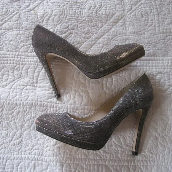L.K. Bennett Heels 41 US 10 Metallic Silver/Gold