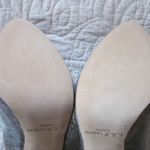 L.K. Bennett Heels 41 US 10 Metallic Silver/Gold
