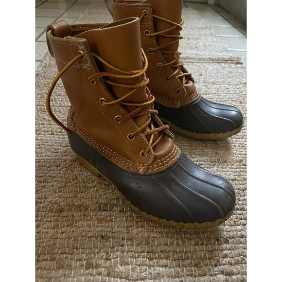 LL Bean Boots sz 6 Womens Lace Up 8'' Duck Boot Brown Tan Gorpcore