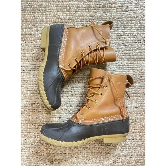 LL Bean Boots sz 6 Womens Lace Up 8'' Duck Boot Brown Tan Gorpcore