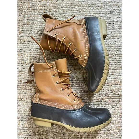 LL Bean Boots sz 6 Womens Lace Up 8'' Duck Boot Brown Tan Gorpcore