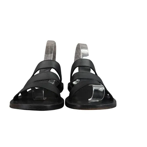 LL Bean Shoes Womens 8 Sandals Slide Leather Black Strappy Slip On Classic Flat