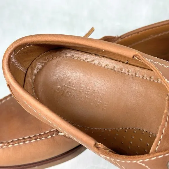 LL Bean Signature Leather Boat Shoes Men’s Size 9.5 D casual Made El Salvador