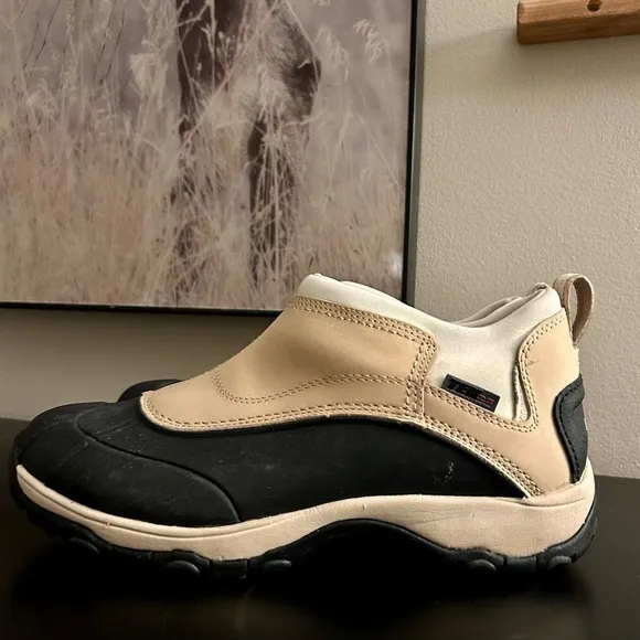 L.L. Bean Tan &amp; Black Leather Neoprene Slip-On Boots, TEK 2.5, Women’s Size 10 M